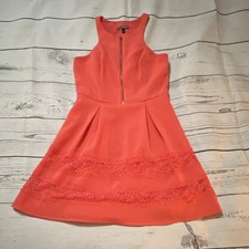 Express Coral Fit & Flare Sleeveless Round Neck Zip Dress Size 2