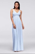 Davids Bridal Ice Blue Long Cowl Back detail dress, size 4, style F15933