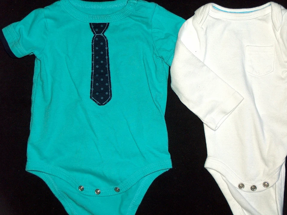 4 Lotto Bambino Neonato 0-3M Oneies (2) Carter's, (1) Circo, (1) Nuvola Isola VG - Immagine 4 di 4