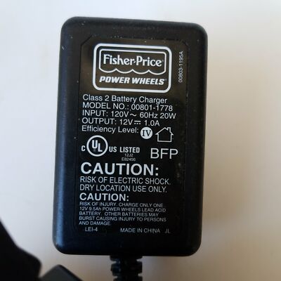 Fisher-Price Power Wheels Class 2 Battery Charger 00801-1778