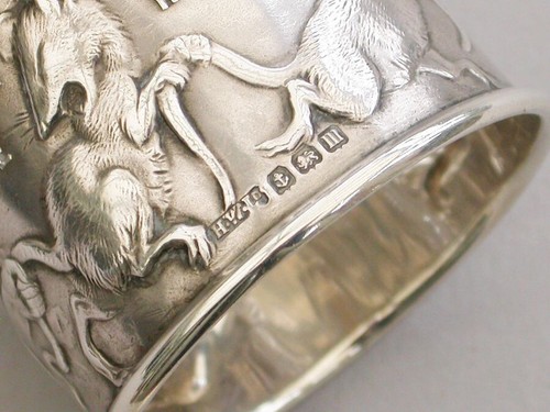 George V Silver Three Blind Mice Nursery Rhyme Napkin Ring. Christening 1911 - Picture 8 of 10