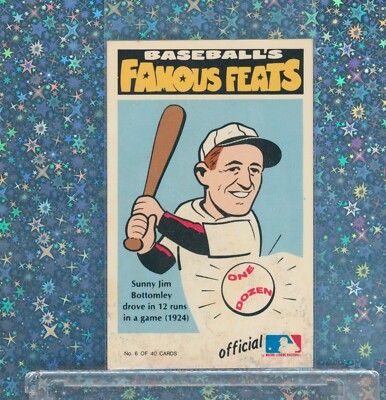 1972 Sunny Jim Bottomley Fleer Baseballs Famous Feats Cardinals #6 12 RBI Game