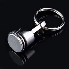 Metal Piston Car Keychain Keyfob Engine Fob Key Chain Ring keyring Silver New