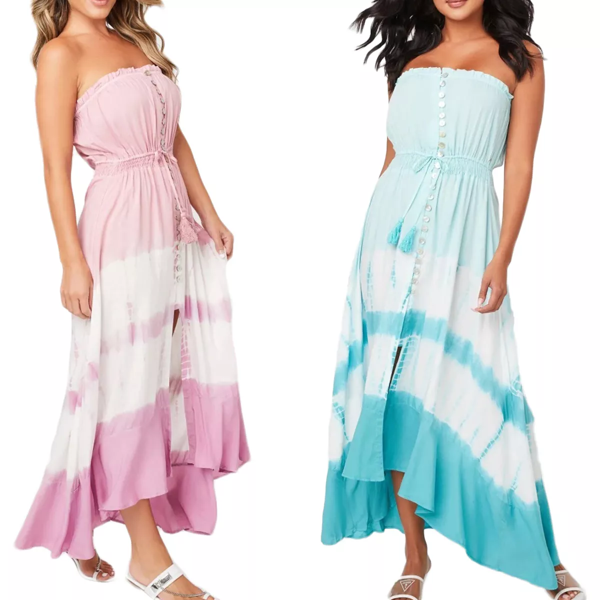 Tie dye cheap strapless dress