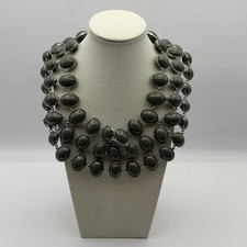 Banana Republic Gray Faceted Collar Necklace Reversible Statement Silver Tone