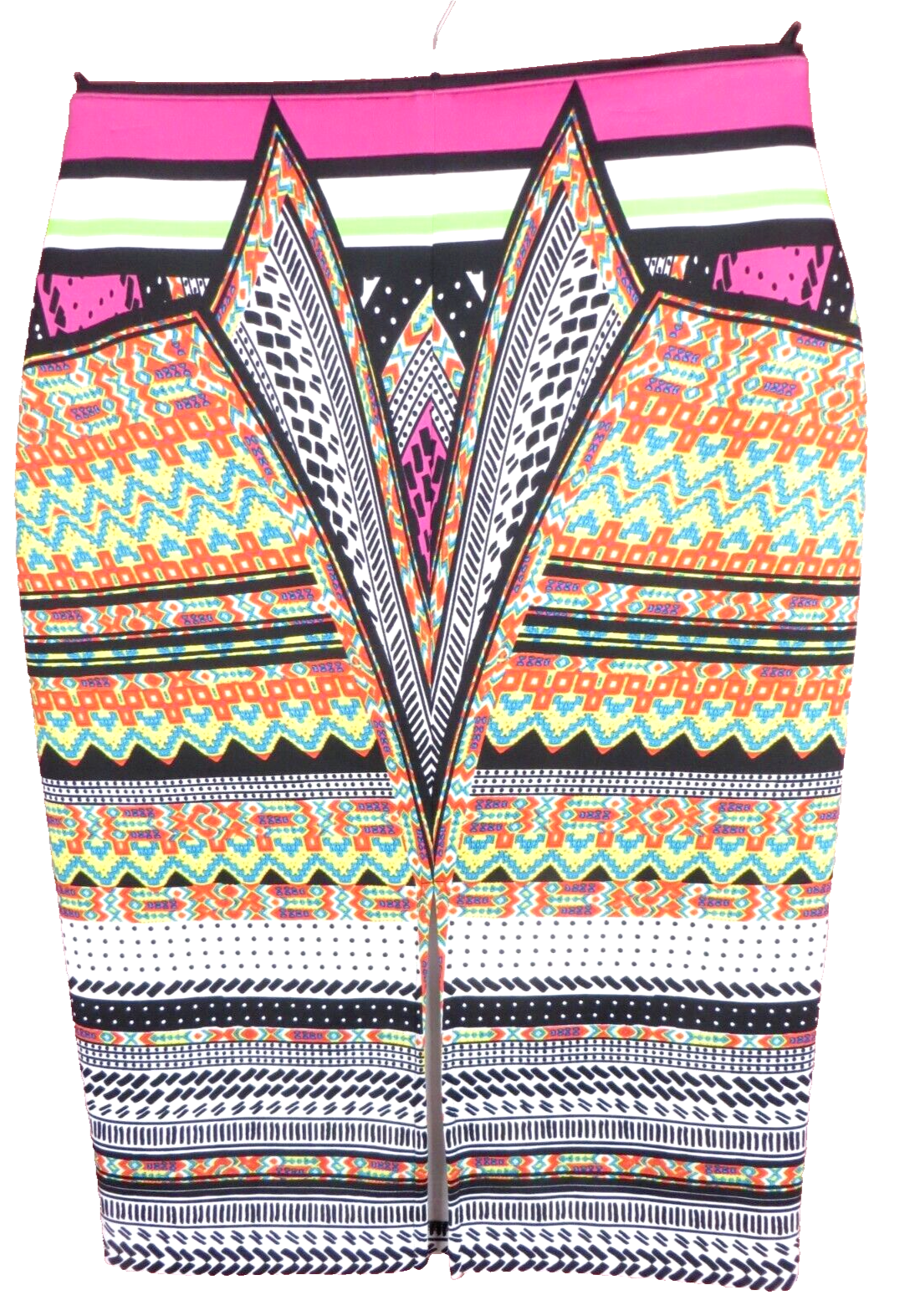 Bisou Bisou Womens Stretch Polyester Geometric Print Pencil Skirt
