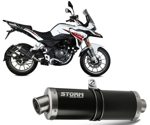 Tubo De Escape Storm by Mivv Negro Oval Acero para BENELLI TRK 251 2019 > 2023 - Photo 1 sur 3
