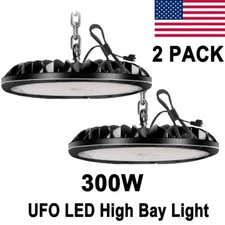 2 Pack 300W UFO LED High Bay Light Industrial Factory Warehouse Shop Fixtures