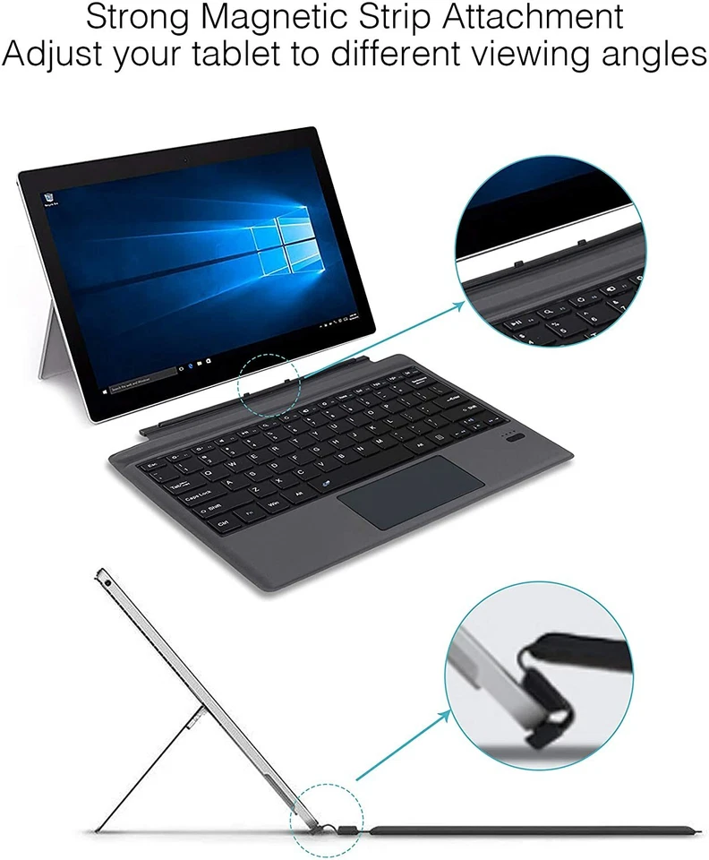 Microsoft Surface Go Portable Bluetooth Wireless Keyboard with Touchpad Backlit - Image 4 of 4