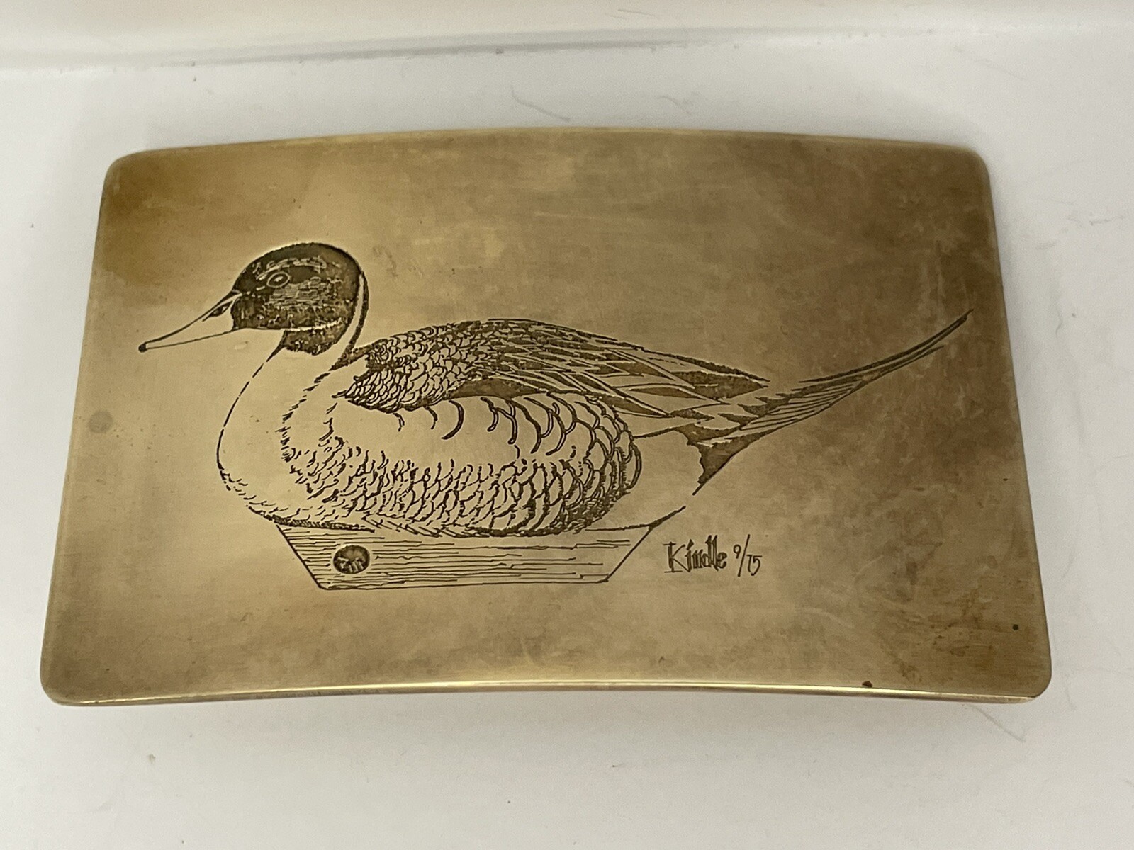 Vintage Fowl Ampersand Brass Belt Buckle Kindle 9/15 Kalamazoo Michigan