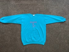 VTG Made In USA 80s 90s Guess Pullover Sweatshirt Logo Teal Turquoise Mens M/L