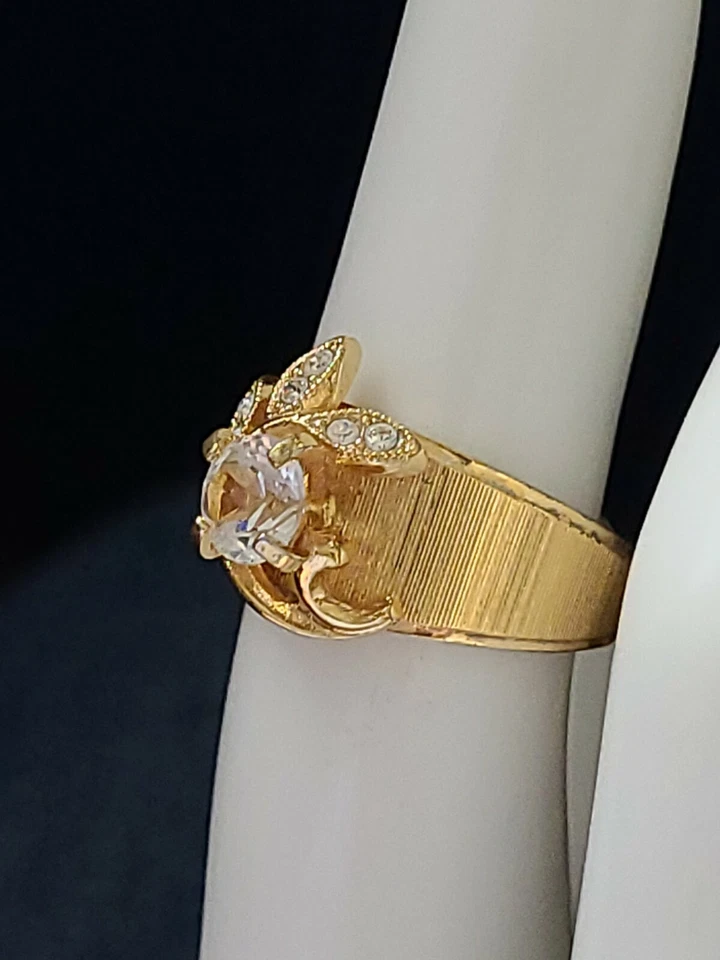 Anillo de cristal relleno de oro amarillo de 18k talla 6 Foto 3 de 4