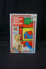 Shelcore Infant Soft Blocks 5 Soft Square Stacking Blocks Age 6-24 mo 1984 NEW