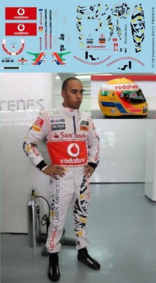 1/18 Aufkleber für Lewis Hamilton F1 Helmfigur Fahrer 2011 TB Aufkleber TBD574
