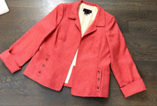 NINA MCLEMORE JACKET 100 Lambswool Herringbone Open Front Size 14