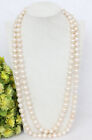 round freshwater pearls beads necklace c1250 Long natural 50" 11mm light pink