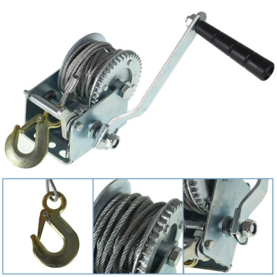 New Heavy Duty Hand Winch 800lbs W/ 26FT Wire Rope & Hook For Trailer Boat & ATV