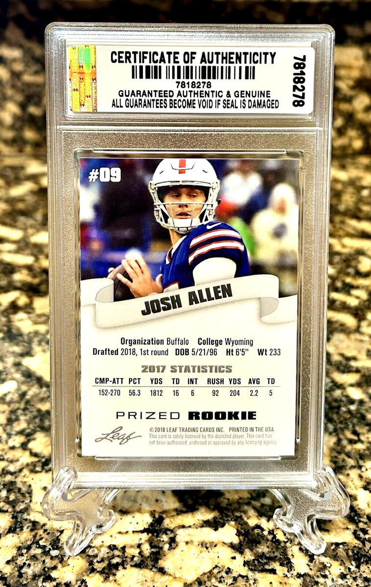 アロエ　レインボーシャーベット　激レア JOSH ALLEN 2018 LEAF PRIZED ROOKIE #09 GRADED GEM-MINT 10 ROOKIE