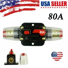 80 AMP Car Stereo Audio 12V-48V DC Circuit Breaker Inline Reset Fuse Holder US