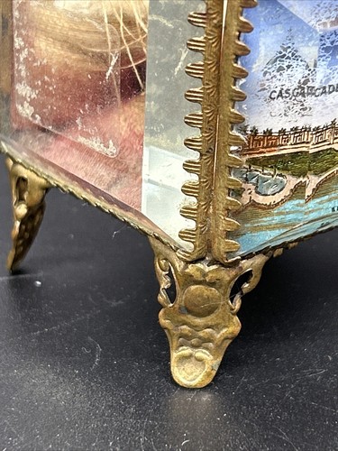Antique Cascade Glass & Metal Bijouterie Jewelry Box - Picture 9 of 16