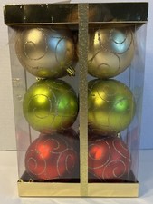 12 Glitter Shatter Resistant 3" Holiday Ornaments NIB