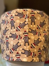 Sock monkey reversible Women's Skull/Chemo Surgical Scrub Hat/Cap Handmade