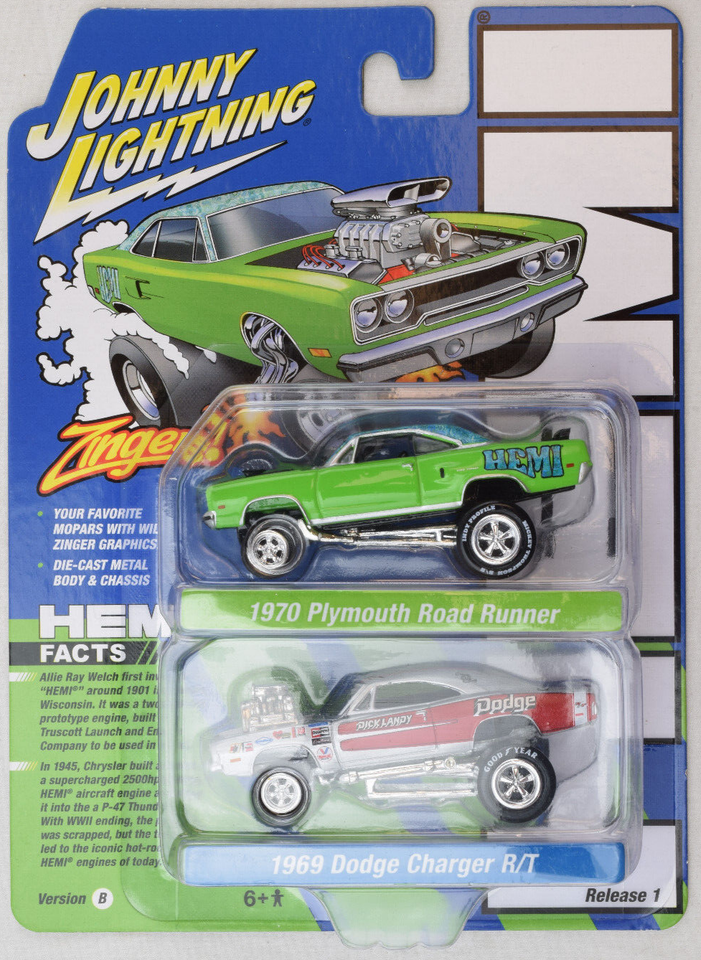 Johnny Lightning Zingers 1970 Road Runner & 1969 Dodge Charger 2 Pack