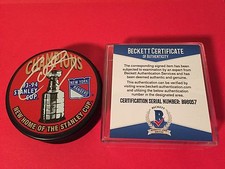 Eddie Olczyk 1993-94 Stanley Cup Champions Signed Puck Auto Beckett BAS COA