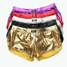 3Pack Men Sexy Low Rise Faux Leather Underwear Gay U Convex Pouch Boxer Shorts