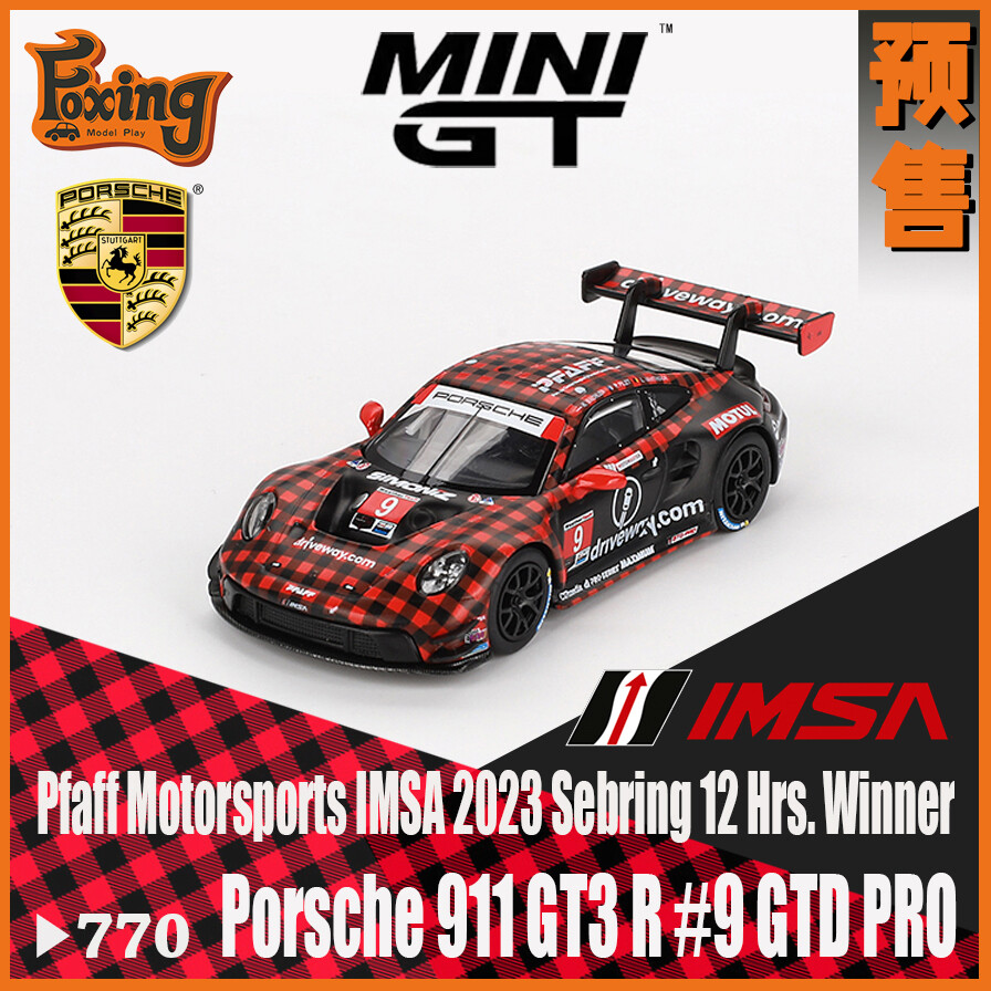 2台セット　MINI GT　PORSCHE 911 GT3 R　#27　#28 MINI GT 1:64 911 GT3 R #9 GTD PRO Pfaff Motorsports LHD Model Car