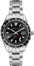 Versace V11100017 Hellenyium GMT black silver Stainless Steel Men's Watch NEW