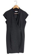 Calvin Klein Women's Wrap Formal Dress Dark Gray Sheath V-Neck Size 8