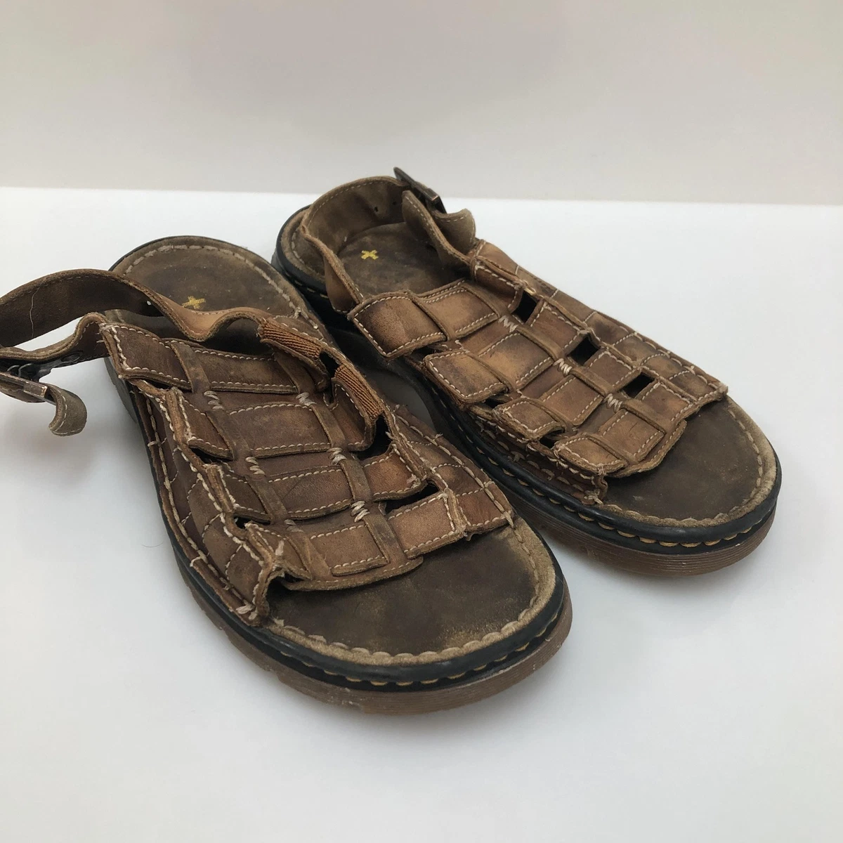 VNTG Dr Martens Mens Fisherman Brown Leather Chunky Closed  display picture 1