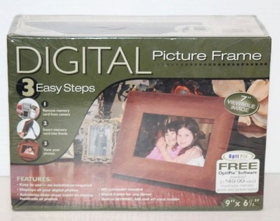 NIB Sealed Digital Picture Frame 7'' Display Smart Part Natural Wood SD/MMC/MS/xD