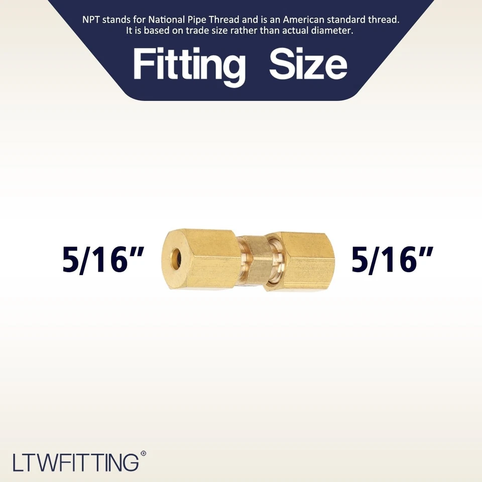 Brass Compression Union, 5/16" OD - Pack of 200 - Image 4 of 4