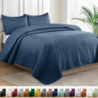 Luxury Bedspread Set 3 Piece Quilted Coverlet Bed Throw Queen King Size Bedding