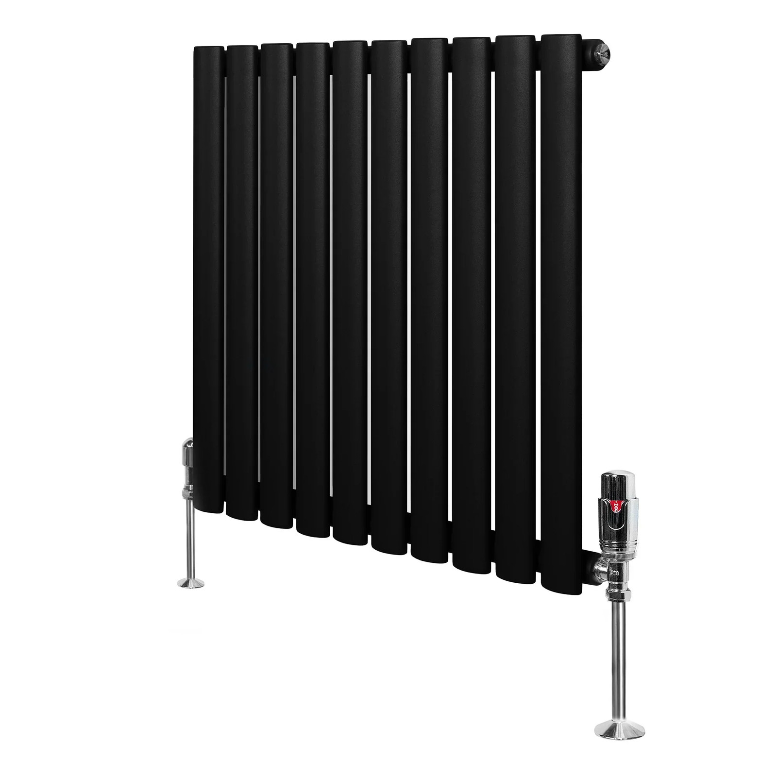 Oval Single Column Radiator 600mm x 600mm & TRV Chrome Valves