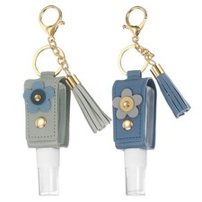 2 Pcs Hand-Sanitizer Keychain,1oz/30ml Refillable Portable,Light Blue/Light Gray