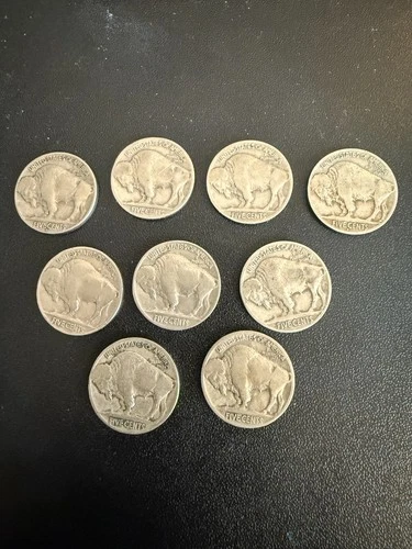 Buffalo Nickels (9 in the lot) Dated from 1932-1936