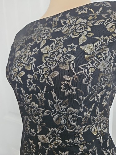 Vera Wang Black & Gold Metallic Brocade Party Cocktail Dress Size 2 Gorgeous! - Picture 4 of 17