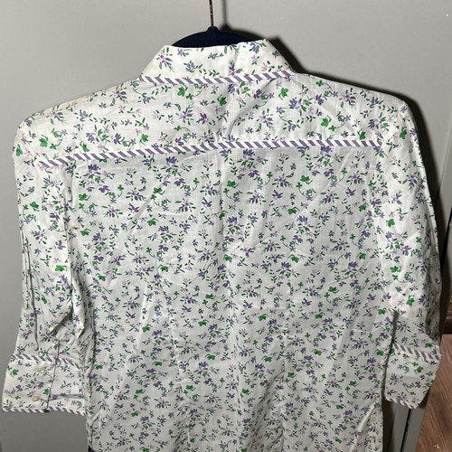 Cruel Girl Button Down 3/4 Sleeve Purple Floral Strip Shirt Youth Sz M - Picture 5 of 6