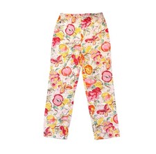 Vintage 90s Peach Fruit Butterfly Print High Rise Straight Leg Pants 27  Waist