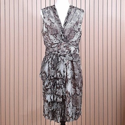 Moschino Cheap & Chic Silk Snake Print Dress IT 46 Fits UK 8 Ruffle