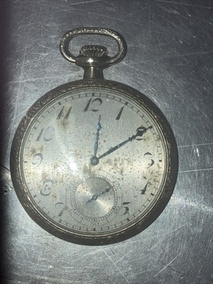 Antique Elgin Pocket Watch Unknown Model Blue Hands Ornate  Flowered FOR PARTS