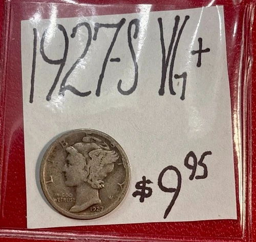 1927-S Mercury Silver DIme (VG+) Very Good Condition! ENN Coins
