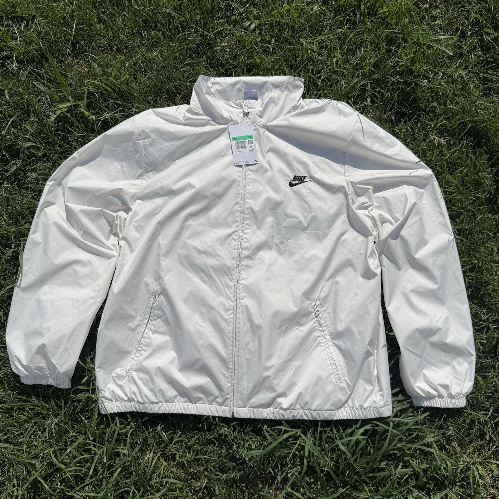 SACAI X NIKE Giacca a vento Nike uomo Club+ full zip tessuto XL bianco DX0672 030 ricamata