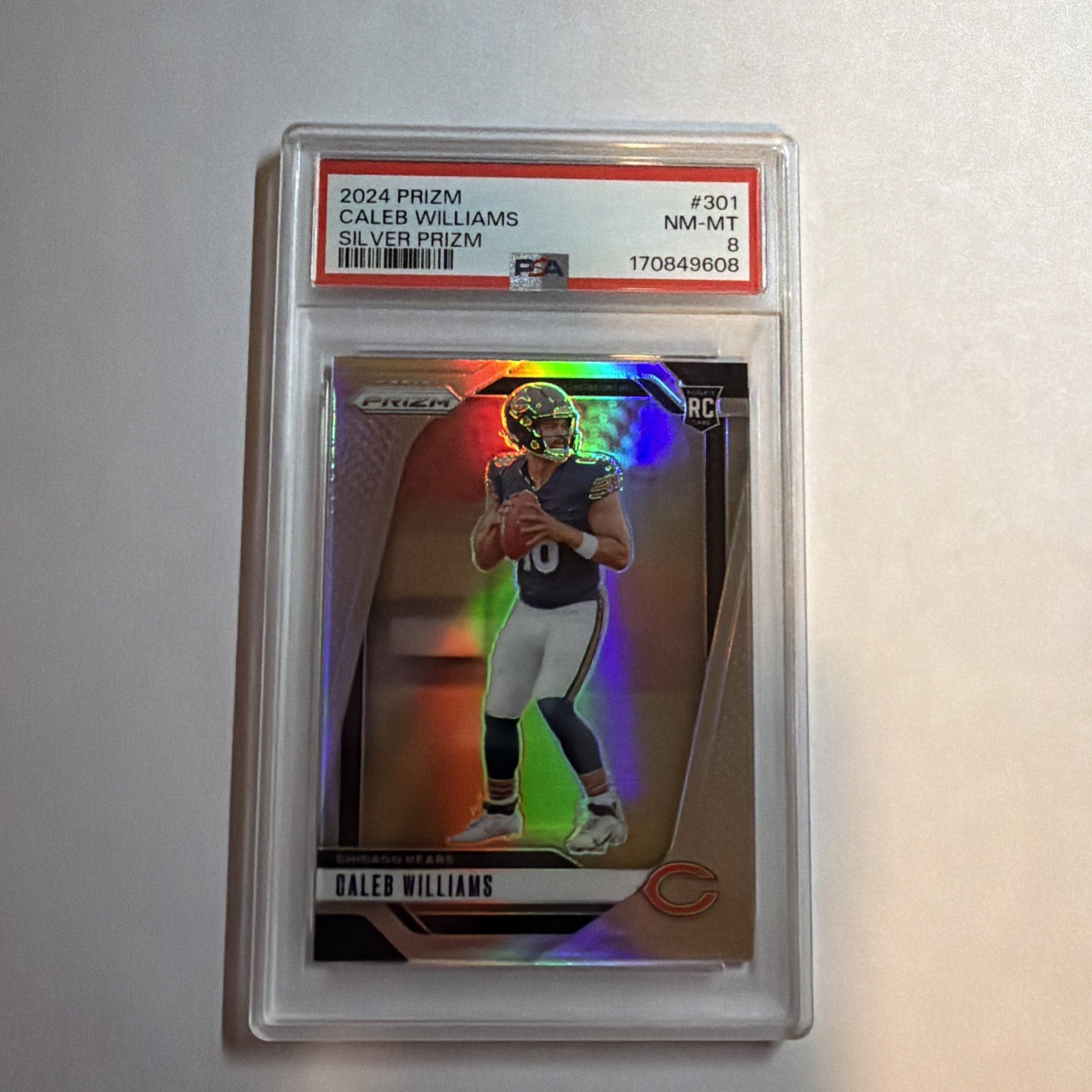2024 Panini Prizm Caleb Williams RC #301 Silver Prizm Rookie PSA 8 NM-MT Bears