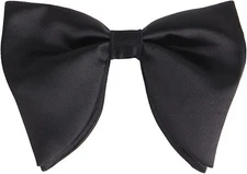"Mens Oversized Satin Silk Bow Tie Solid Color Formal Tuxedo Big A - Black-2 "
