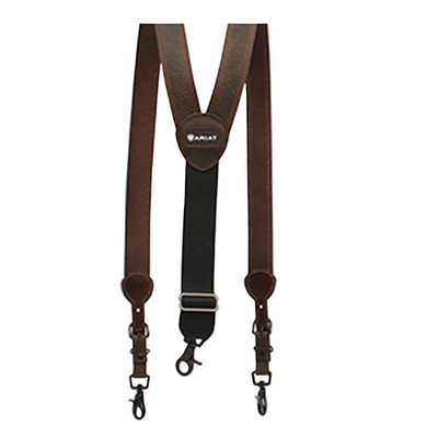 A850000234 Ariat Men's Leather Gallus Suspenders - Dark Brown NEW