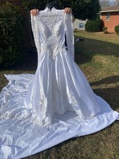 Vintage Mori Lee wedding dress with cathedral train